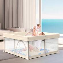 ¡RecomendadoParque infantil plegable para bebés y niños pequeños, patio de juego portátil de 50 x 50 pulgadas, bolígrafo plegable con tapete de malla visible, 50 bolas oceánicas, centro de actividades para¡Top de Temporada - Amarillo - Ver 5