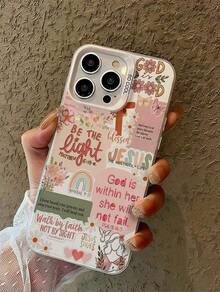1pc Vintage Newspaper Patchwork Jesus God Slogan Floral Smiling Face Pattern Airbag Anti-Slip Soft Phone Case Compatible With Iphone 11/12/13/14/15/16 Pro Max Waterproof Shockproof Anti-Fall Scratch Resistant - Style 9 (1 Piece) - View 2
