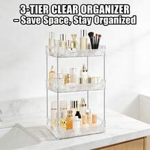 Organizador de tocador de baño de 2/3 niveles, estantería multifuncional para almacenamiento de maquillaje y cuidado de la piel, apta para oficina y bandeja de tocador, solución de almacenamiento para encimera de cocina y baño, decoración de habitación - Multicolor - Ver 4
