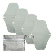 4 Packs Reusable High Flow Menstrual Pads With Gray Wet Bag, Women's Winged Sanitary Pad Set, Washable Overnight Cloth Panty Liners - Multicolor - View 2