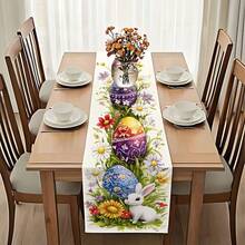 1 Khăn trải bàn họa tiết Thỏ Phục Sinh và Trứng - Trang trí bàn mùa xuân, phù hợp cho bàn ăn, bàn tiệc buffet, bàn cà phê - Hình chữ nhật, trang trí theo mùa với họa tiết Thỏ và Trứng. - Nhiều màu - Xem 2