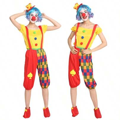 Trang phục chú hề nữ, trang phục hóa trang lễ hội hóa trang Joker, trang phục dạ hội dành cho nữ để biểu diễn trên sân khấu/đường phố, chỉ có quần áo, không kèm tóc giả.