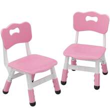 Techigher 2PCS Kinderstuhl Plastik, Kinder Schreibtischstuhl, Kinderstühle mit Rückenlehne, 3-stufig höhenverstellbarer Kleinkinderstuhl, Kinder Stuhl ab 2 Jahr, für Kinderzimmer Schule Kindertagespflege - Pink - Übersicht 8