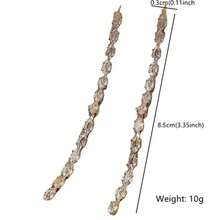 FYUAN Simple Geometric  Crystal Earrings For Women Gold Silver Color Long Tassel Dangle Earrings Party Weddings Jewelry - 銀色 - 查看 6
