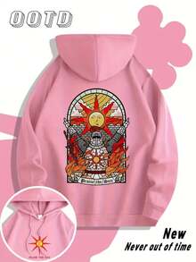 Kangaroo Hoodie Knight And Sun Unisex Men's And Women's Blouse 75% Cotton And 25% Polyester Top Premium Streetwear New Release Immediate Shipping Various Colors!! - 淺粉色 - 查看 2