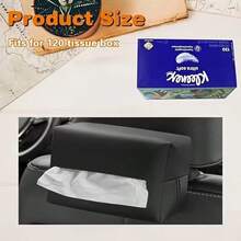 Caja de pañuelos de coche de moda, diseño fácil de usar - Organizador de almacenamiento de cuero sintético, adecuado para el respaldo del asiento y la visera, accesorio de interior de coche portátil y elegante - Caja de pañuelos para coche - Ver 3