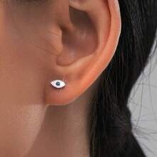 0.45g S925 Sterling Silver Mini Synthetic Zirconia Devil's Eye Stud Earrings, Niche Fashion Unisex Style, Can Wear On Cartilage, Low Allergy - Evil Eye Earring - View 5