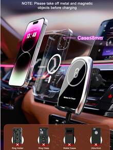 Soporte de Cargador Inalámbrico para Coche de Carga Rápida de 15W, Puede Cargar Mientras Navega, Se Puede Instalar en la Ventana del Coche, el Salpicadero y la Rejilla de Ventilación, Compatible con iPhone y Otros Teléfonos Inteligentes - Unitalla - Ver 12