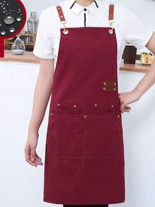 1pc Durable Waterproof Canvas Work Apron With Pockets And Adjustable Strap, Suitable For Nail Salons, Cafes, Restaurants, Bars, Bakeries And Staff ﻿ - Multicolor - View 2