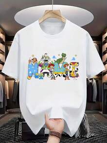 Disney Authorized Disney Toy Story To Print Men's T-Shirts, T-Shirts With Round Neck, Breathable And Lightweight, Fashionable Street Clothes, Men's Casual Tops, Which Are Perfect Gifts For Disney Fans. - White - View 1