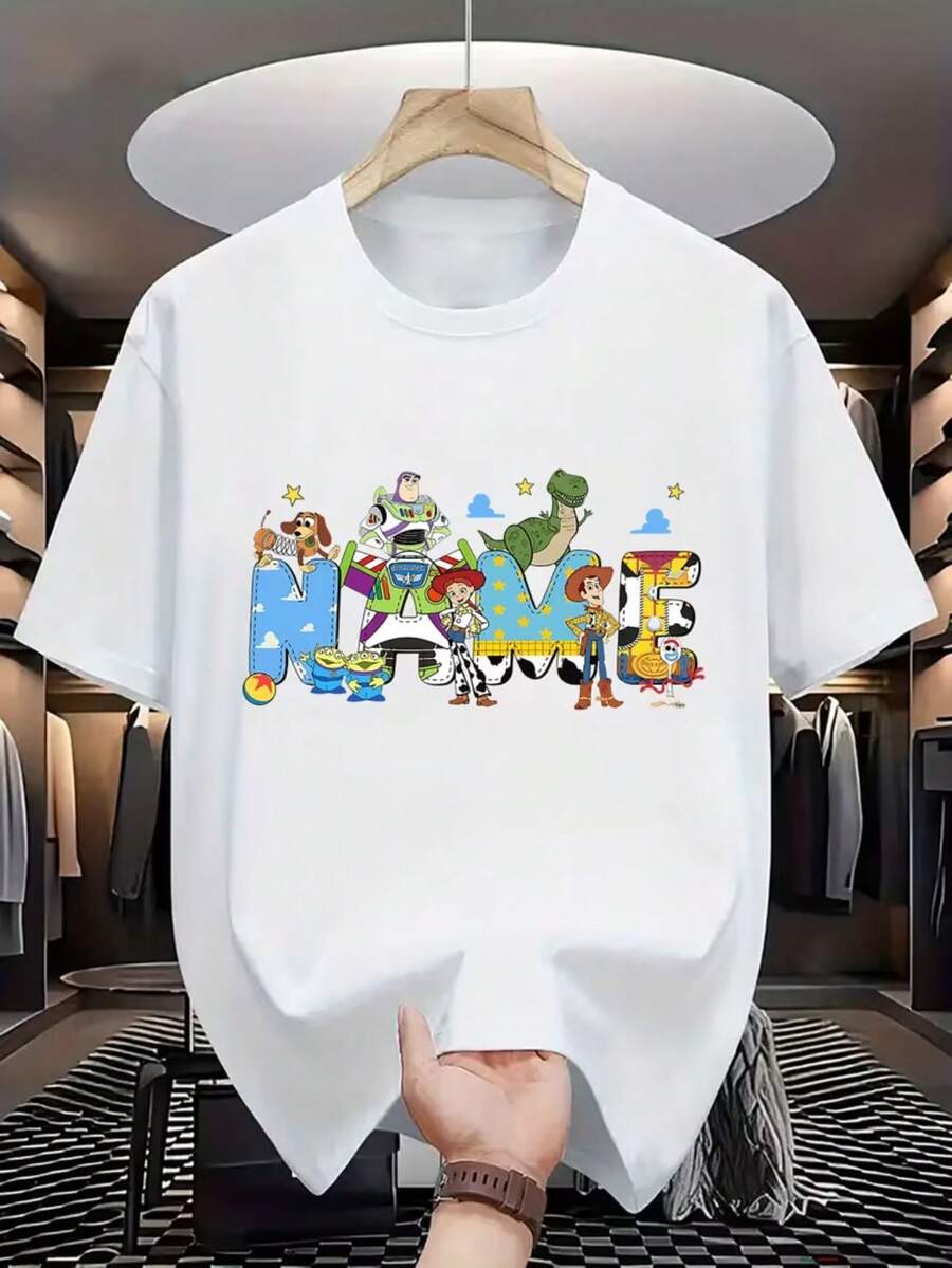 Disney Authorized Disney Toy Story To Print Men's T-Shirts, T-Shirts With Round Neck, Breathable And Lightweight, Fashionable Street Clothes, Men's Casual Tops, Which Are Perfect Gifts For Disney Fans. - White - View 1