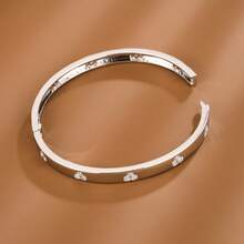 1pc Elegant Heart-Shaped Zirconia Inlaid Women Fashion Bracelet, Valentine's Day Gift - Multicolor - View 6