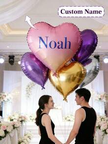 1 quả bóng bay hình trái tim bằng giấy bạc có thể tùy chỉnh, in tên cá nhân, bóng bay hình trái tim mờ, bóng bay ngày Valentine, bóng bay sinh nhật cá nhân hóa, bóng bay tùy chỉnh, bóng bay tự thiết kế - Nhiều màu - Xem 2