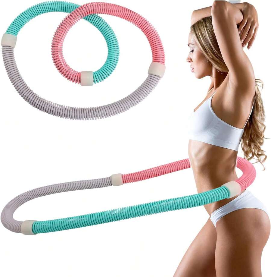 Weighted Hoop, Foldable Soft Spring Infinity Hoop For Waist Training & Weight Loss Exercise Home Workout Fitness Equipment For Adults Women Home Travel - Multicolor - View 1