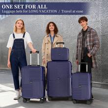YSTYLE 4-Piece Hardside Luggage Set (12/20/24/28 Inches), With Scratch-Resistant And Impact-Resistant ABS Shells, Spacious Design And Four 360-Degree Spinner Wheels - Blue - View 2