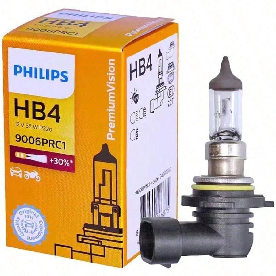 PHILIPS 1 Pair 9006 High Brightness Halogen Bulbs, Made Of UV-Resistant Quartz Glass, High Pressure & Heat Resistant, Bright Lighting Without Glare, Plug And Play - A - View 1