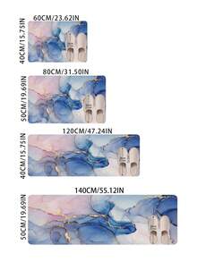1 Peça Tapete Antiderrapante com Estampa de Mármore em Aquarela - Design Abstrato Vibrante, Capacho de PVC Lavável em Máquina, Adequado para Entrada, Sala de Estar, Quarto, Cozinha e Banheiro - Disponível em Vários Tamanhos, Tapete de Banheiro - Multicolorido - Visão 3