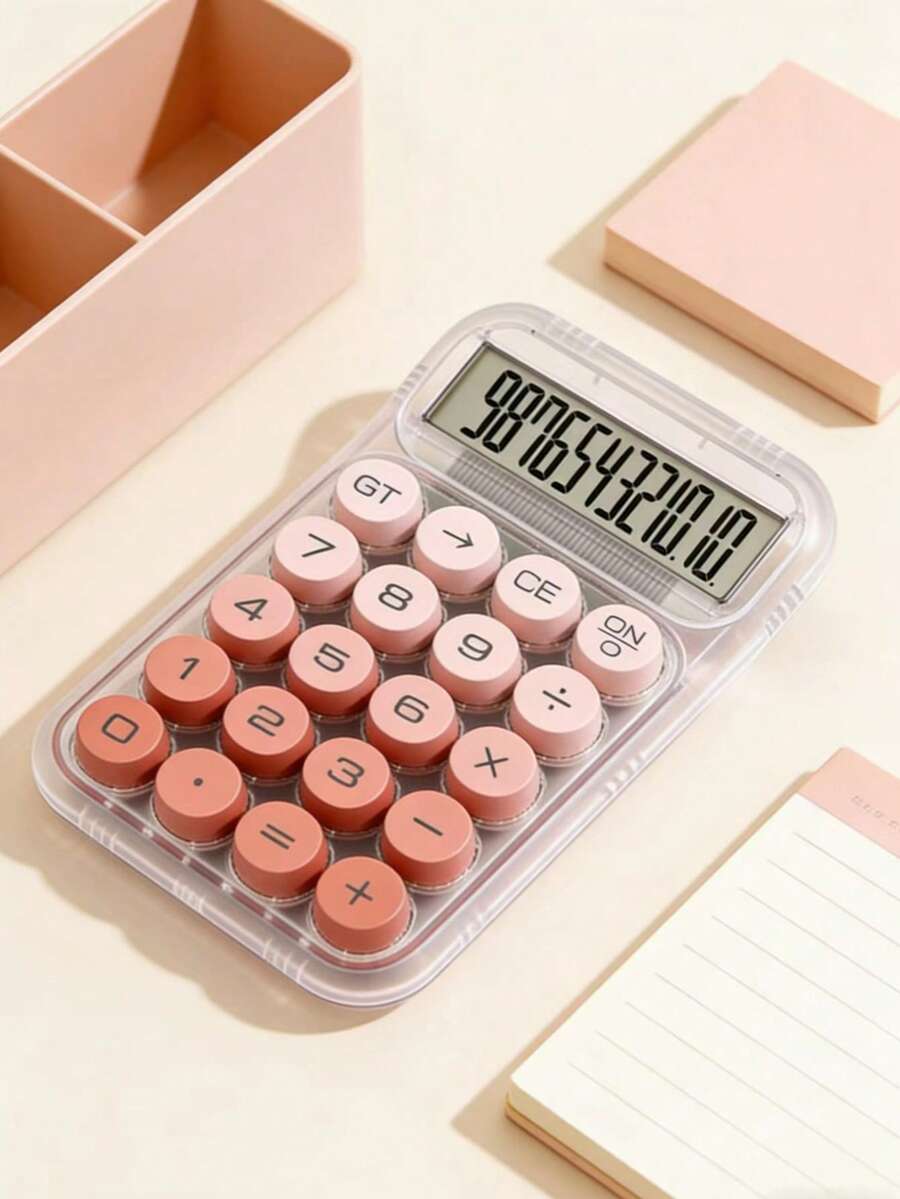 1pc Gradient Dopamine Calculator Round Mechanical Keyboard, 12-Digit Large Display Suitable For Accounting, Finance, Students, Office Use, Fashionable & Girly Style, High-End Color, Good Value (Random New/Old Version),School Supplies,Back To School-Calculator,School Supplies,School,Office Supplies,Pink Office Supplies,Desk Accesorries,Office Supplies,Office Decor,Office Desk Supplies,Calculadora Científica,Gifts For Men,Tools,Desk Accesorries - Mảnh duy nhất - Xem 1
