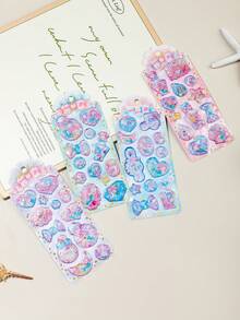 2026 New Cute Cartoon 3D Shaking Stickers, Glitter Stickers (1 Sheet) | Phone Case Stickers, Diary Stickers, Mermaid Theme Stickers, DIY Decorative Crafts, DIY Glitter Stickers, DIY Phone Case Stickers, DIY Notebook Stickers, DIY Craft Stickers - Multicolor - View 2