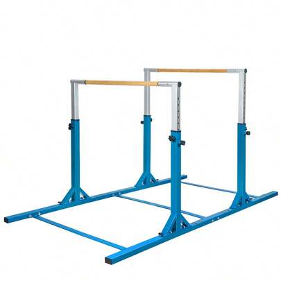  COSTWAY Gymnastics Parallel Bars, Double Horizontal Bar With Adjustable Width & 11-Level Heights, 220 LBS Weight Capacity, Training Bars 6-12 Years Old Children For Home Gym Use, Blue