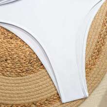 One-Piece Swimsuit With A Metallic Starfish Design Cutout At The Waist, Featuring Spaghetti Straps, In A Solid Color, Perfect For The Beach And Vacations, A New Summer Style. - Màu xanh lam - Xem 5