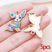 5/10个珐琅可爱宠物狗吊坠，镀金吉娃娃动物吊坠，适用于DIY手链、项链、耳环制作和工艺品制作 - 彩色 - 查看 15