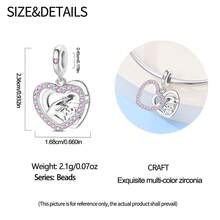 1 Sterling Silver-Plated Heart Pendant Charm With A Parent-Child Theme. This Charm Conveys Gratitude Toward Mothers And Cherishes Precious Moments Together, Adding A Warm And Comforting Touch To Any Outfit. - Multicolor - View 6