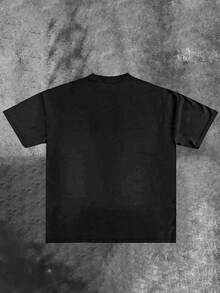 Boys' Y2K Street Casual Crew Neck Short Sleeve T-Shirt, Valley Liberty Flame Pink Chaos Retro Graphic Print, Soft And Comfortable Fabric, Suitable For Kids' Outdoor Activities, Street Loose Casual Hip-Hop Style, Unisex, Spring & Summer Wear - 黑色 - 查看 2