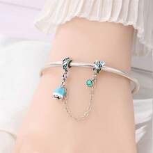 1 Silver Plated Angel Flower Safety Chain Buckle Pendant Suitable For Original 3mm Bracelet Bracelet DIY Bead Women's Fashion Jewelry Holiday Birthday Gift - Multicolor - View 10
