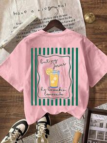 [100% Cotton] TaggedThreads Jesus Lemonade Shirt, But My Jesus He Be Makin' Lemonade, Graphic Tee For Women, Casual Round Neck Short Sleeve T-Shirt, Cozy Summer & Fall & Winter Styles Short Sleeve Tops - Unisex Women's & Men's Campus Daily Wear - 粉色 - 查看 4