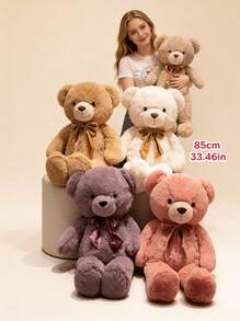 POKOJA LAND 33.5-Inch Giant Plush Teddy Bear Stuffed Animal Doll, Cute Teddy Bear With Bow Tie Shoulder Strap, Soft Filled Plush Cushion, Relaxing Teddy Bear Doll, Gift For Friends On Valentine's Day, Birthday, Christmas - Multicolor - View 3