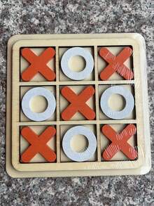 木制 XO 井字棋三合一游戏，趣味休闲叠叠乐积木桌面游戏玩具 - 彩色 - 查看 7