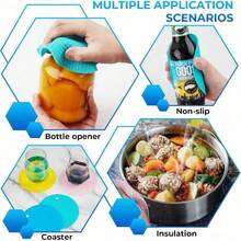 3-Pack Random Color Silicone Heat Insulation Mat Heat-Resistant Silicone Mat Suitable For Pots And Pans - Non-Slip And Dishwasher  Multi-Purpose Pot Mat With Built-In Bottle Opener - Foldable For Flat Storage, Suitable For Baking And Microwave Heating Countertop Protector - 450 °   Blessing - 3PCS - Random Color - View 4