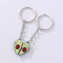 2Pcs/Set Cute Heart Shaped Avocado Best Friends BFF Key Rings For Women Couple Friendship Jewelry Gifts - Avocado Keychain - View 1