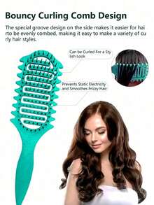 1pc New Upgraded Curling Brush With Bristles And Special Design, Curling Brush Especially For Curly Hair, Shaping And Styling Curls For Men And Women, Reducing Pulling And Curl Separation, Hairbrushes, Combs, Hair Tools, Hair Products And Accessories For Barber Salon Beauty Travel Essentials ﻿ Hair Styling Kit - Multicolor - View 7