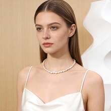 1 Necklace + 1 Bracelet Set, Fashionable Faux Pearl Beaded Jewelry Set For Women - A - View 11