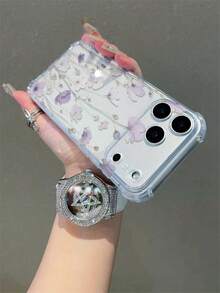 TPU花卉图案单件装TPU边框加厚防摔手机壳，花卉蝴蝶印花，兼容 11/12/13/14/11 Pro Max/12 Pro Max/13 Pro Max/14 Pro Max/XR/15/15 Pro/15 Pro Max/16/16 Pro/16 Pro Max/16 Plus/15/15 Pro/15 Pro Max/15 Plus，也适用于最新的17/17 Pro/17 Pro Max/17 Air Spring。 - 無色 - 查看 5