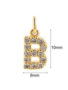1pc Copper Zirconia 26 Letters Pendant, Ladies Zirconia Letter Jewelry For DIY Making Anniversary Gift - Letter Pendant - View 4