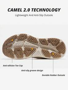 CAMEL CROWN Zapatillas de running con amortiguación para hombres, zapatillas de running casuales transpirables antideslizantes para primavera/verano - Beige/Caqui - Ver 6