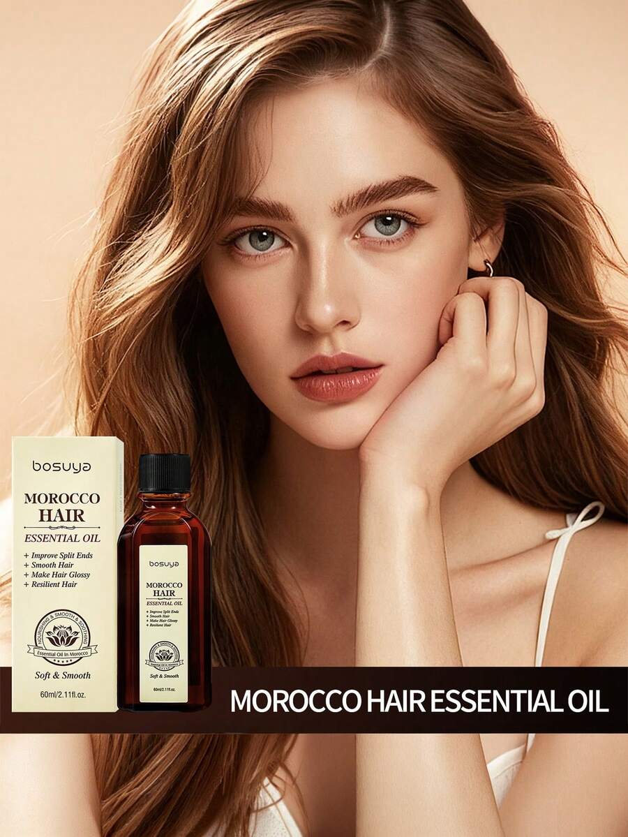 1 Bottle 60ml Moroccan Fragrance Hair Oil, Aromatherapy Smoothing, Frizz Control, Split End Repair, Strengthening, Adds Shine - Multi Scents - View 1