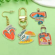 10pcs Mixed Styles Travel Theme Enamel Pendants Plane Map Summer Beach Vacation Charms For DIY Jewelry Making Bracelets Earrings - Multicolor - View 5
