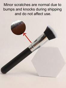 1pc Copper Flat Top Foundation Brush - Premium Makeup Tool, Suitable For Liquid, Cream And Powder Cosmetics, Easy Application - Can Be Used For Priming, Blending And Perfecting Makeup, Black Handle, Convenient For Travel,Giveaways - Multicolor - View 5