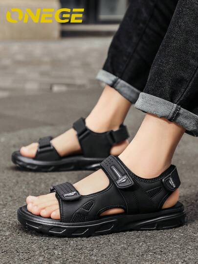 1 Pair Men's Summer Anti-Slip Minimalist Sports Beach Sandals, New Wear-Resistant Outdoor Casual Soft Bottom Driving Shoes For Young