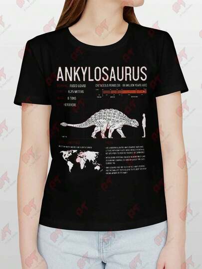 Ankylosaurus Dinosaur T-Shirt Facts Body Diagram Weight Height Charts Educational