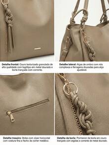 Minimalist Hobo Shoulder Bag With Slouchy Knot And Tassel Detail, Large Capacity - 卡其色 - 查看 6