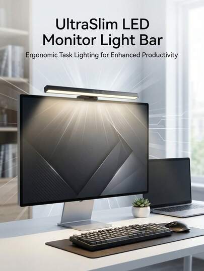 1pc 50cm/30cm Black/White Computer Monitor Light Bar, Clip-On Screen Lamp, LED Screen Light Strip For Study, Reading And Work Area, Dimmable Timer Display Lamp, Suitable For Desk/Office/Home/Gaming Touch Screen, Eye Protection Monitor Clip Light