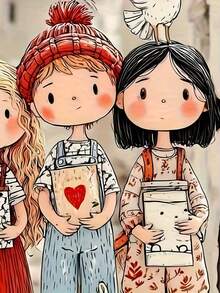 女士可爱印花T恤，艺术图案，春夏大码休闲款 - 杏色 - 查看 5