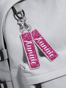 1pc Customized Personalized Glitter Acrylic Name Keyring: Sparkle Bag Charm ﻿ - Multicolor - View 4