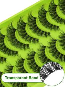 10pcs Perfect Makeup Faux Mink Eyelashes, Luxurious, Lightweight And Fluffy Cat Eye Style, Natural Striped False Lashes, D-Curl Design, Fragrance-Free, Multi-Pack, Significantly Enhances Eye Appeal - Natural Lashes - View 4