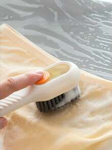 1 Pc Shoe Brush With Liquid Reservoir, Multifunctional Shoe Brush, Household Shoe Cleaning Brush, Press-Type Cleaning Brush, Long Handle Shoe Brush, Soft Bristle Shoe Cleaning Tool, Multifunctional Liquid Dispenser Shoe Brush, Equipped With Soft Bristles & Plastic Handle, No Electricity Required, Ideal For Cleaning In Bathroom, Kitchen And Laundry Room - Shoe Brush - View 4